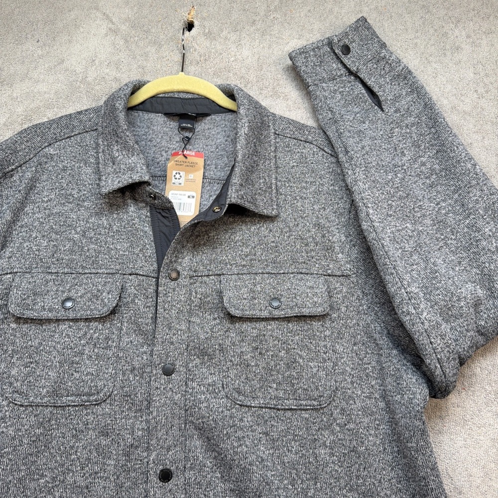 Eddie Bauer Fleece Shirt Jacket Gray Button Front Shacket Mens XL